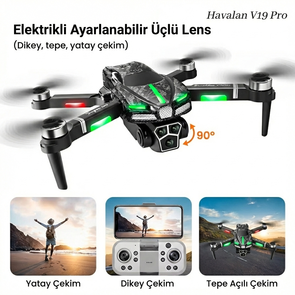 Havalan V19 4K Kameralı Katlanabilir Kumandalı Drone